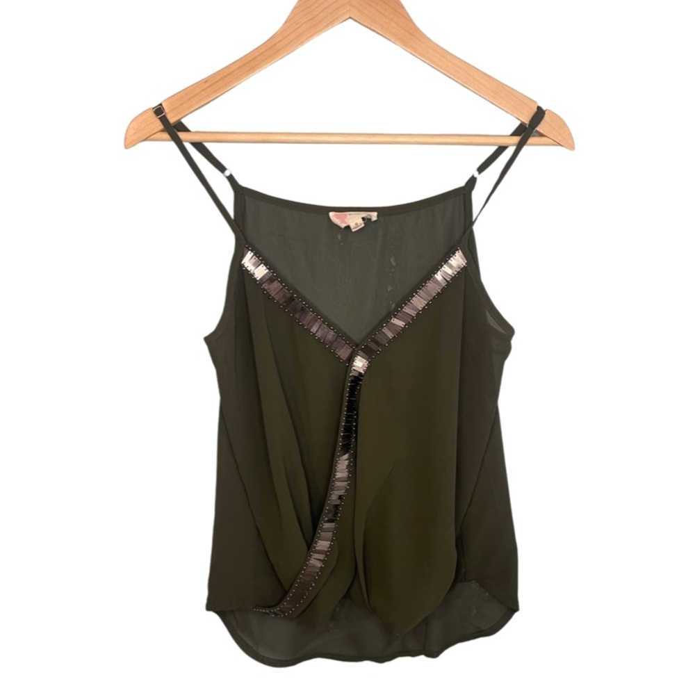 L’atiste olive green cami blouse small small with beading
